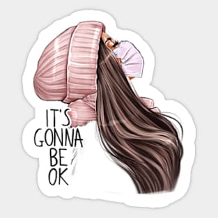 It’s Gonna Be Ok Brunette Girl Mask Sticker